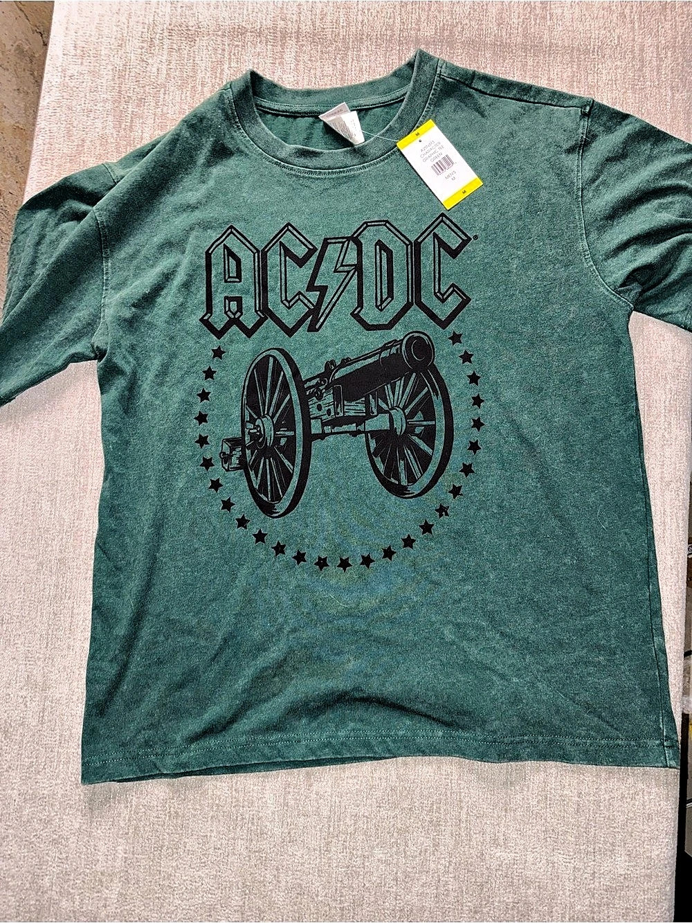 AC/DC For Those About To Rock Cannon Graphic T-Shirt Tee Green Medium